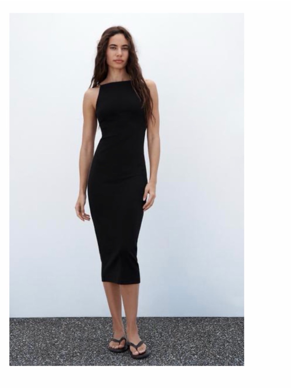 Zara Black Sleeveless Midi Dress